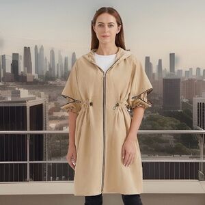 Orolay Women's Size M Half Sleeve Mid-Length Hooded Trench Coat. Dark Brown. New